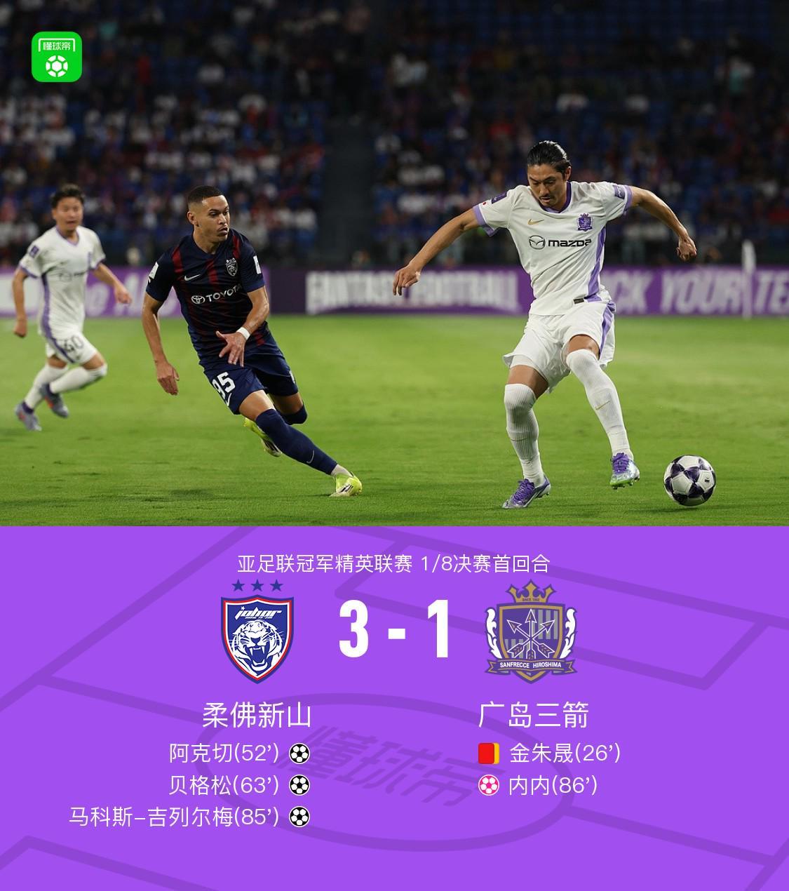 8868体育官网-首回合柔佛新山3-1十人广岛三箭,阿克切世界波,金朱晟染红